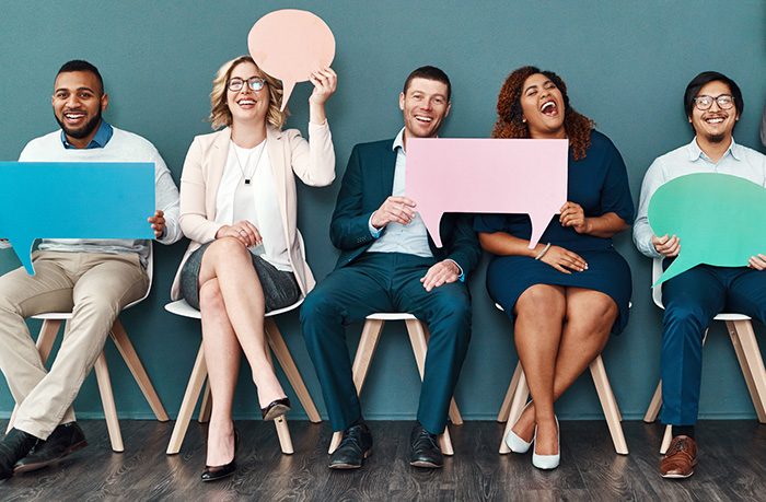 multi-ethnic professionals waiting for an interview
