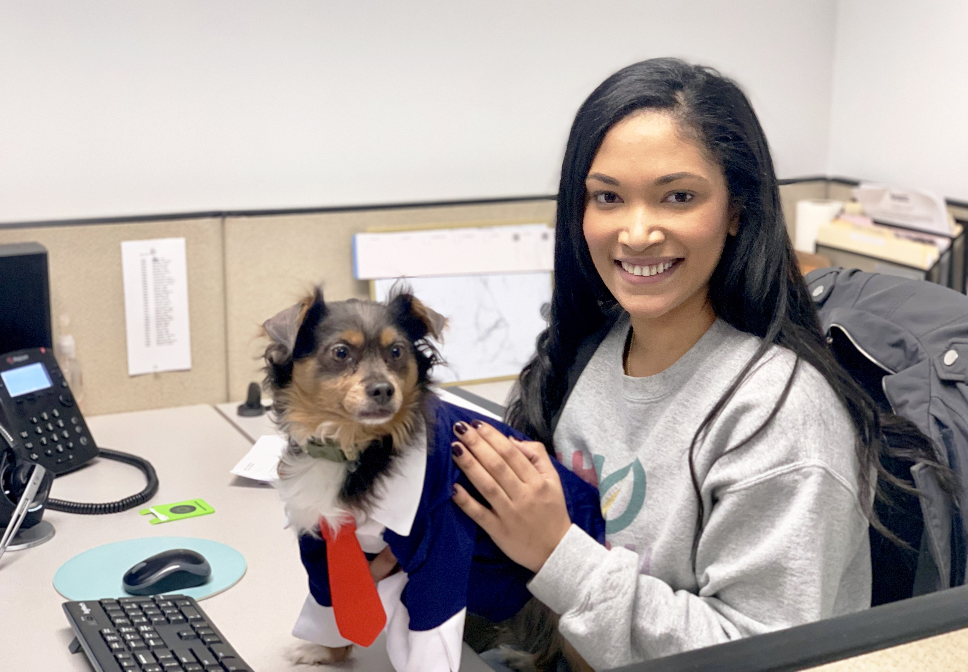 Recruiter Rachael Anders with dog Baxter in office