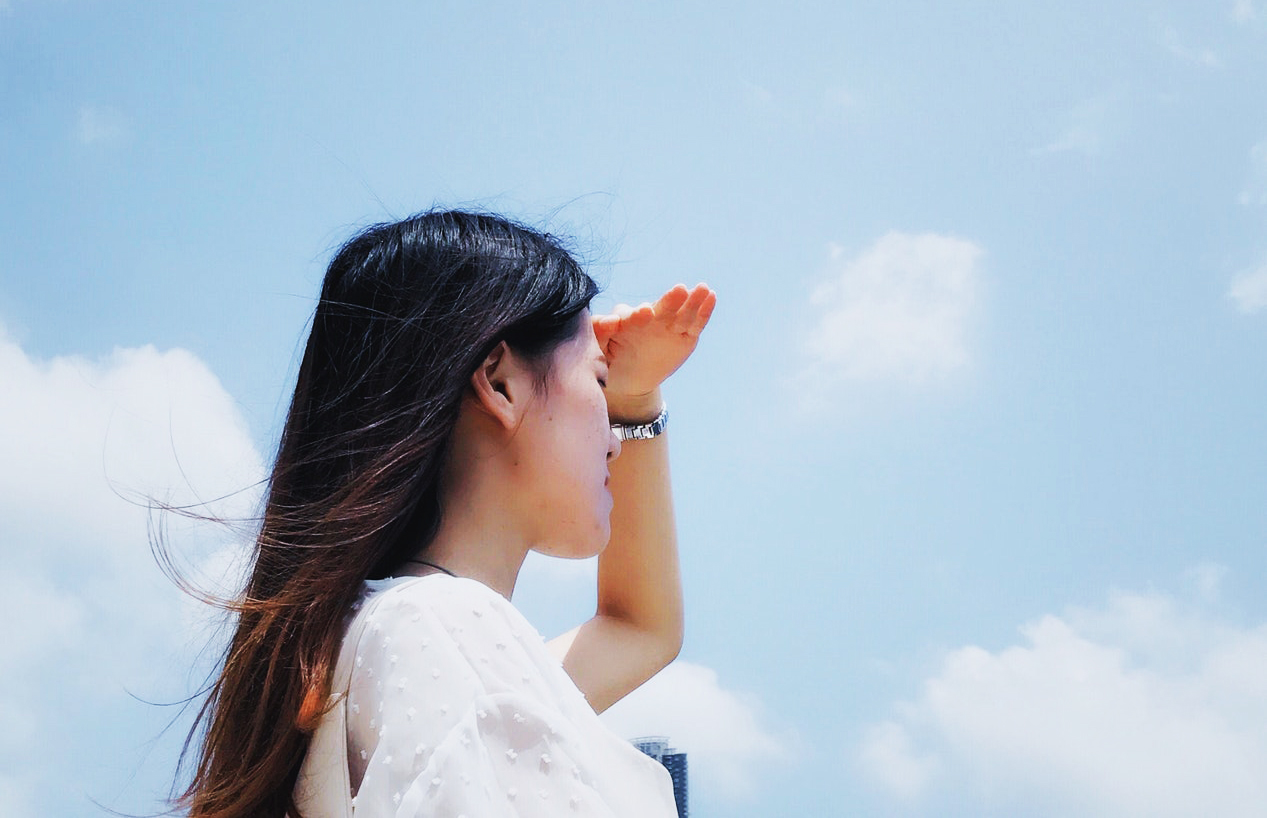 Woman looking out horizon