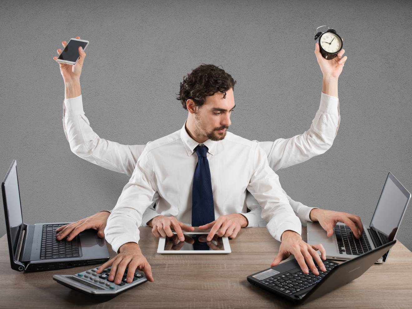 Headhunter working at his desk